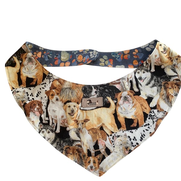 Reversible Dog Bandana.  Large Dog.