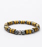 Luxury Men’s Faceted Hematite Bracelet with Gold-Tone Spacers – 8mm Beads, 19cm,