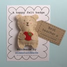 brooch, badge, pin badge, bear badge, teacher gift. personalised teacher brooch