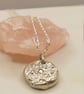 Sterling Silver Molten Pendant with Lab Diamond - Reticulated Coin Necklace - Image 4