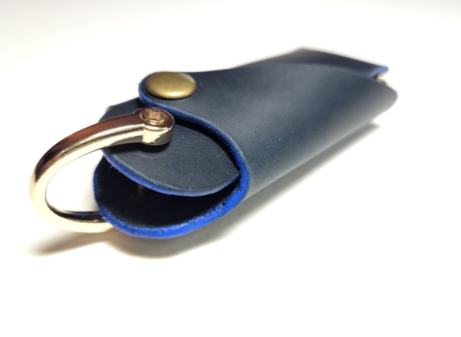 Dark Navy Blue Slim Leather Key Holder – Leather Key Organiser Case - HANDMADE