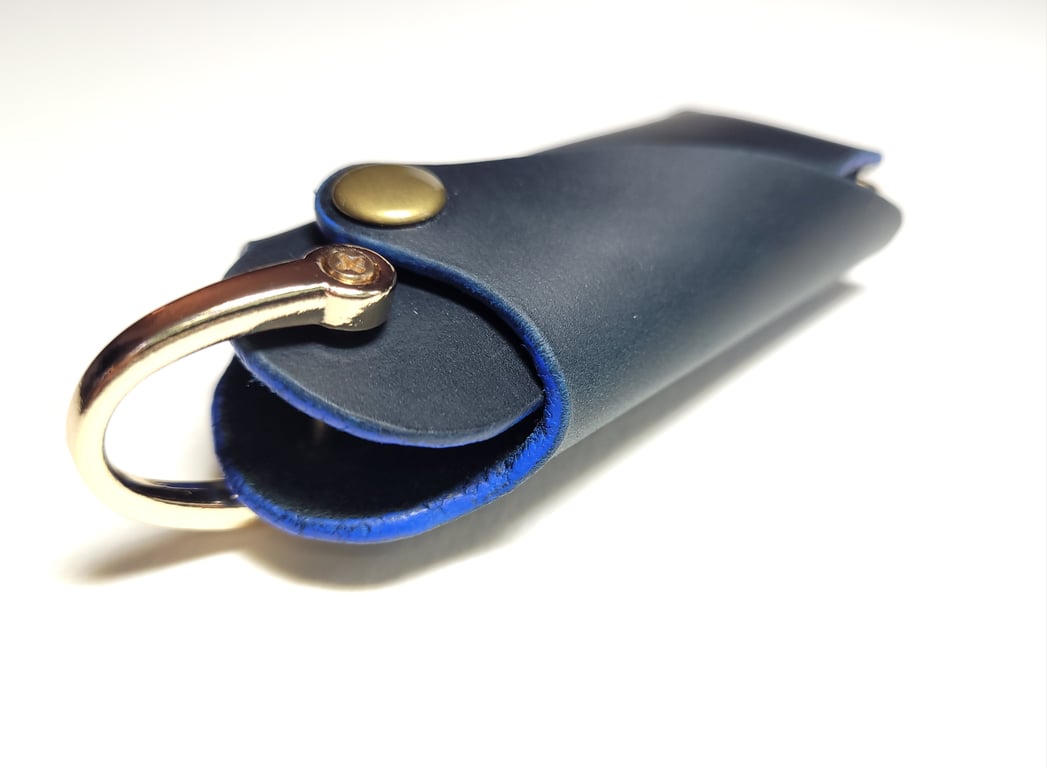 Dark Navy Blue Slim Leather Key Holder – Leather Key Organiser Case - HANDMADE