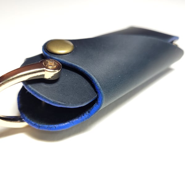 Dark Navy Blue Slim Leather Key Holder – Leather Key Organiser Case - HANDMADE