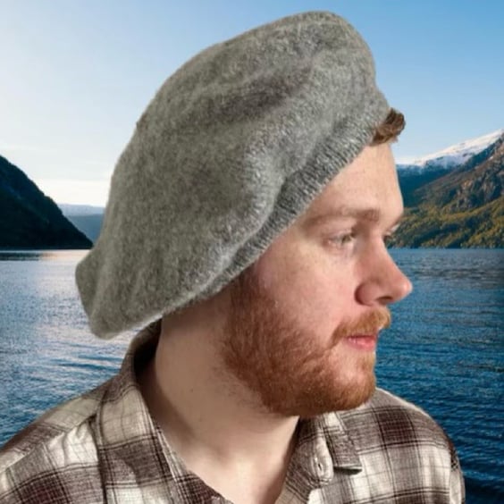 Outlander Inspired Scots Bonnet, Grey Shetland Wool, Head Circumference 56-61cms