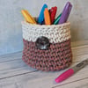 Crochet container, plant pot cover, new home gift, desk tidy, recycled