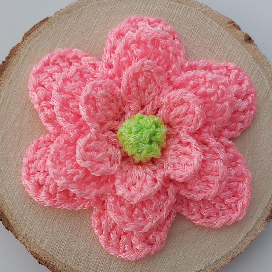 Bright Pink Crochet Flower 