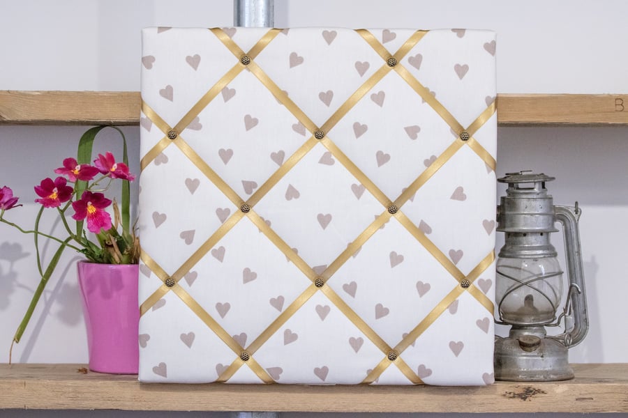 Hearts fabric pin board, memo board, rosette display board, notice board