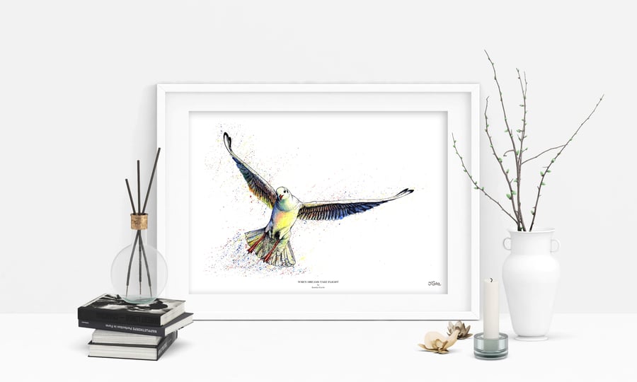 Bird Art Print - 'When Dreams Take Flight' - A5 A4 A3 Wildlife Art Print