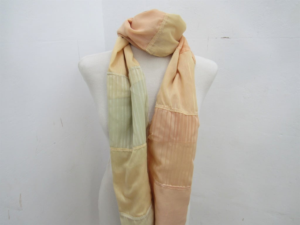 Peach Cream Scrap Fabric Voile Scarf