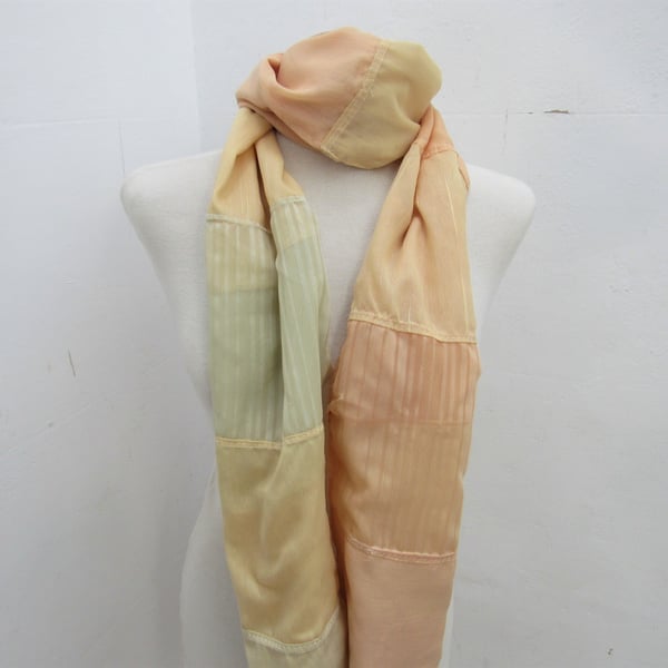 Peach Cream Scrap Fabric Voile Scarf