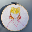Finished hoop embroidery - vintage woman