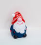 Hand-Painted Christmas Snome Tea Light Holder - Dark Blue Coat