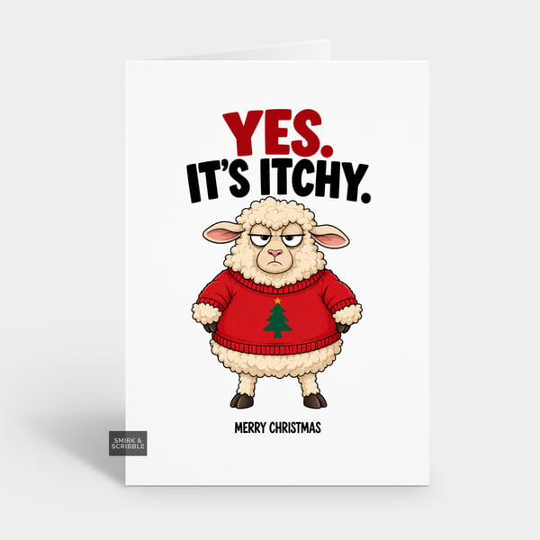 Funny Christmas Card For Him Or Her - Itchy Sheep