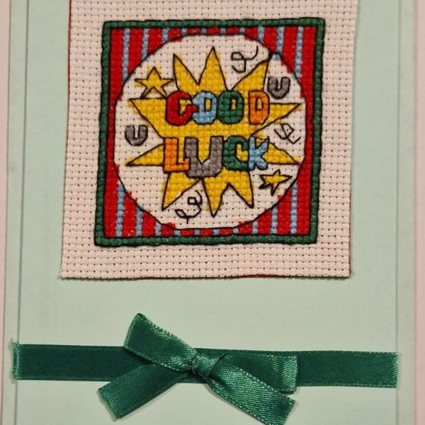Handmade Good Luck Cross Stitch Card