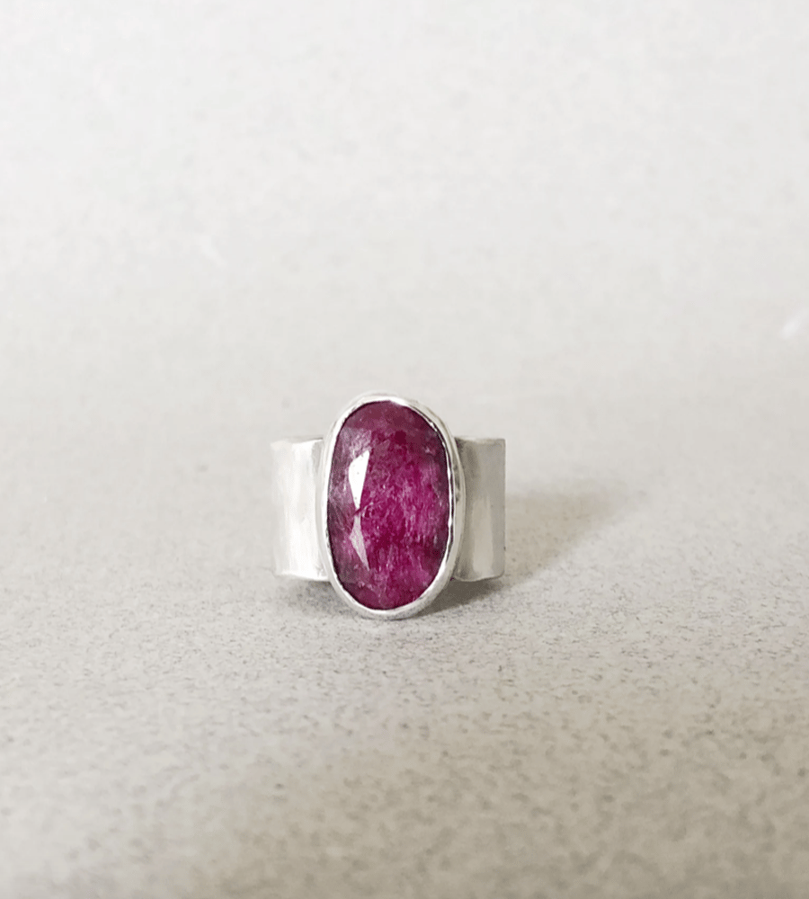 Ruby Ring - Statement Ring - Wide Band Ring