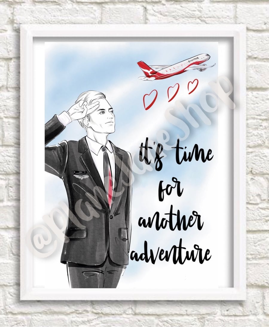 Male Qantas Flight Attendant Print