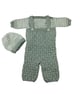 Hand knitted baby jumper dungarees and hat set grey and white   - Image 7