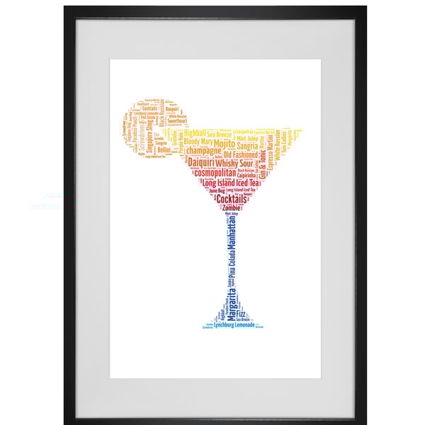 Personalised Cocktail Glass with slice of orange Design Word Art Gifts 
