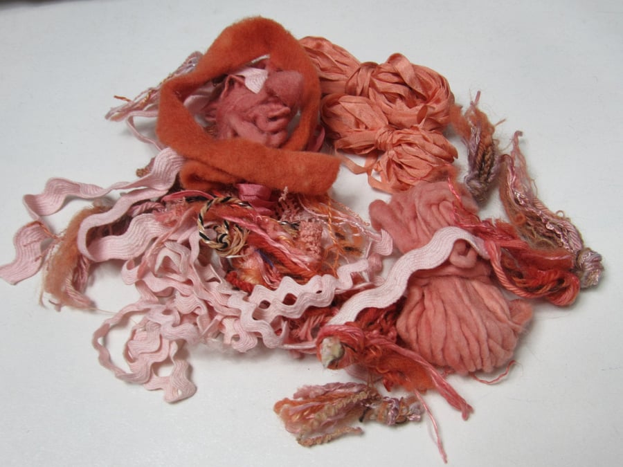Orange Brown Natural Dye Fibre Scrap Pack