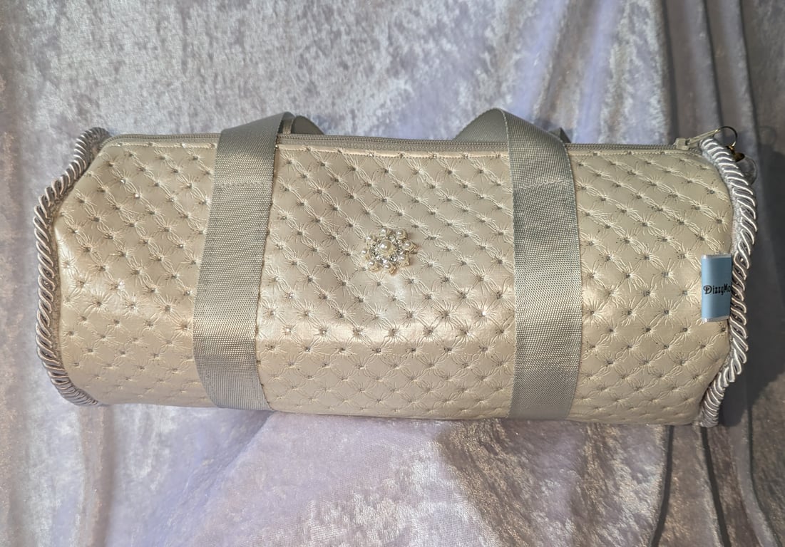 Silver glitter quilted style barrel bag