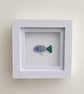 Sea Glass Fish Wall Art - Handmade 10 x 10 cm Shadow Box Frame