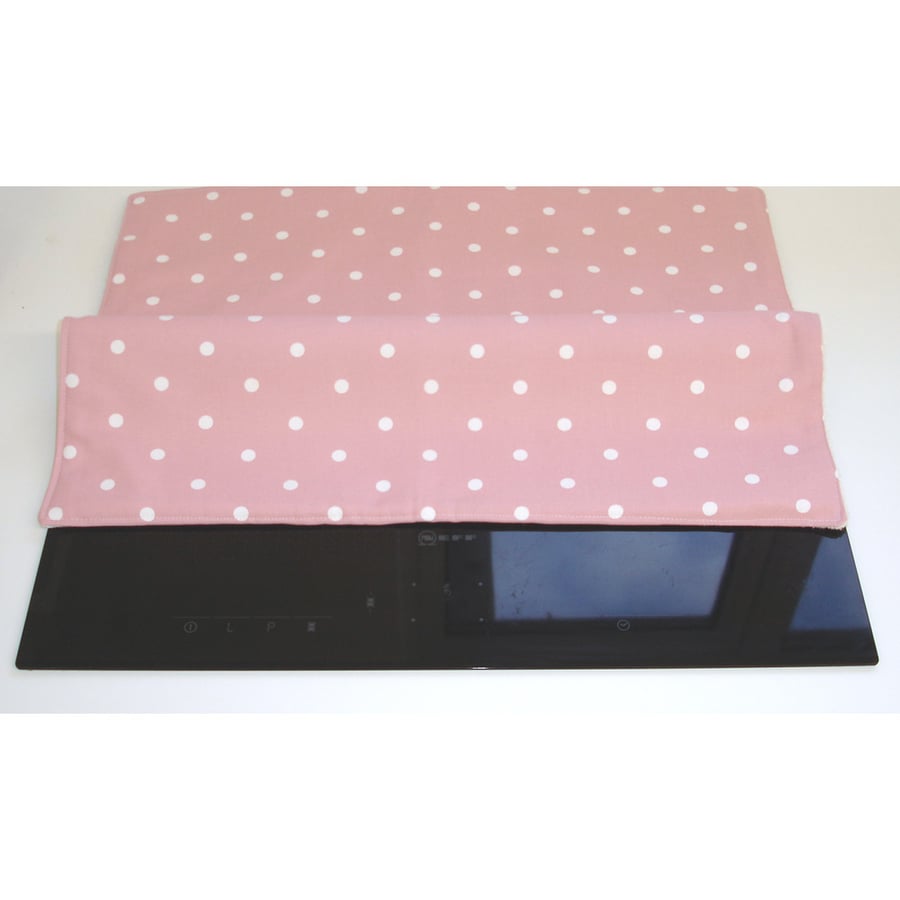 Induction Hob Mat Pad Cover Polka Dots Pink Electric Oven Kitchen Surface Saver