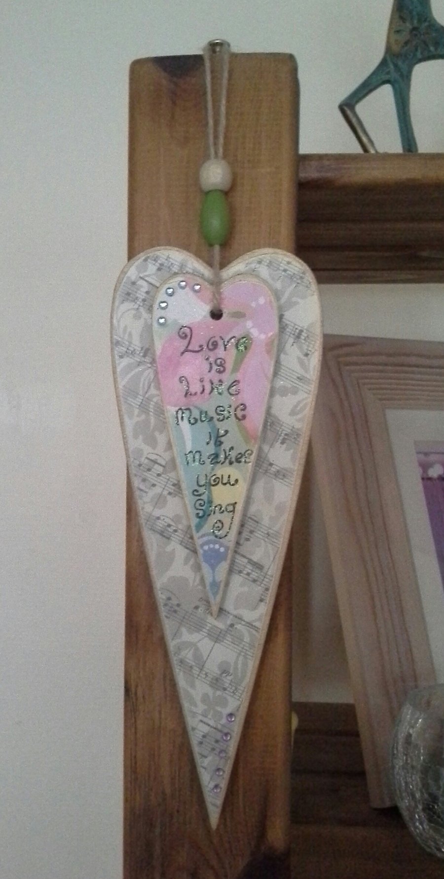 Love Is Like Music Wooden Hearts