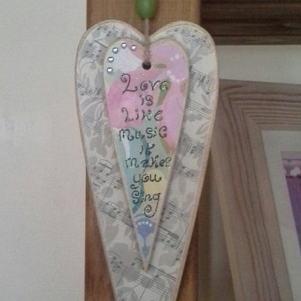 Love Is Like Music Wooden Hearts