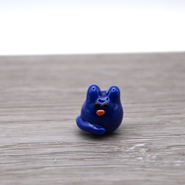 small blue glass cat keepsake figure