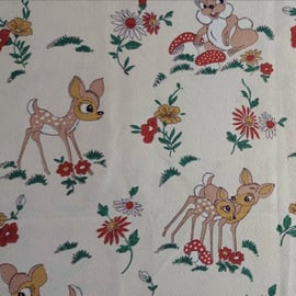 Barkcloth fabric remnants - rare Vintage Bambi print