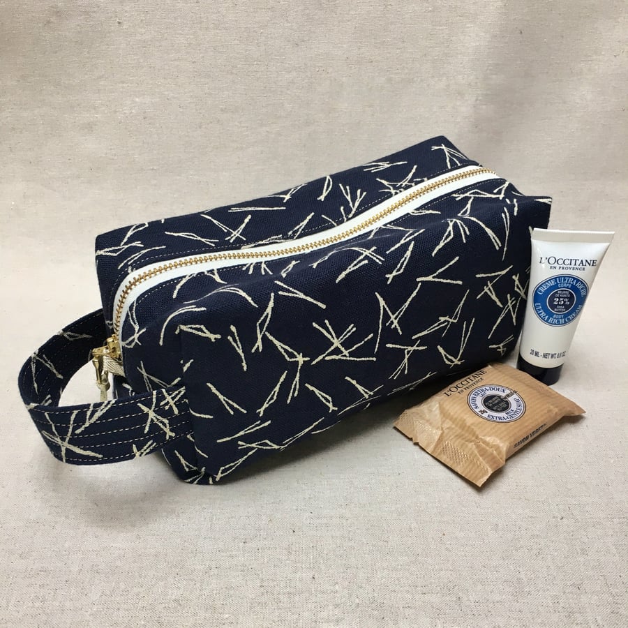Japanese Indigo Fabric with Liberty Lining Toiletries Bag