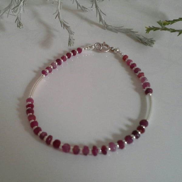 African Ruby Sterling Silver Bracelet