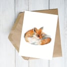 Fox card, fox illustration, wildlife card, fox art