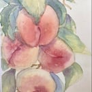 Original watercolour of a peach tree landscape of England