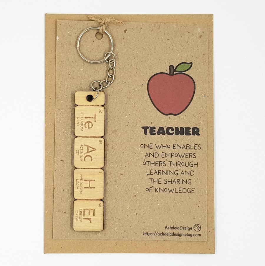 Teacher Keyring Gift, Science Quirky Keychain, Periodic Table Chemistry