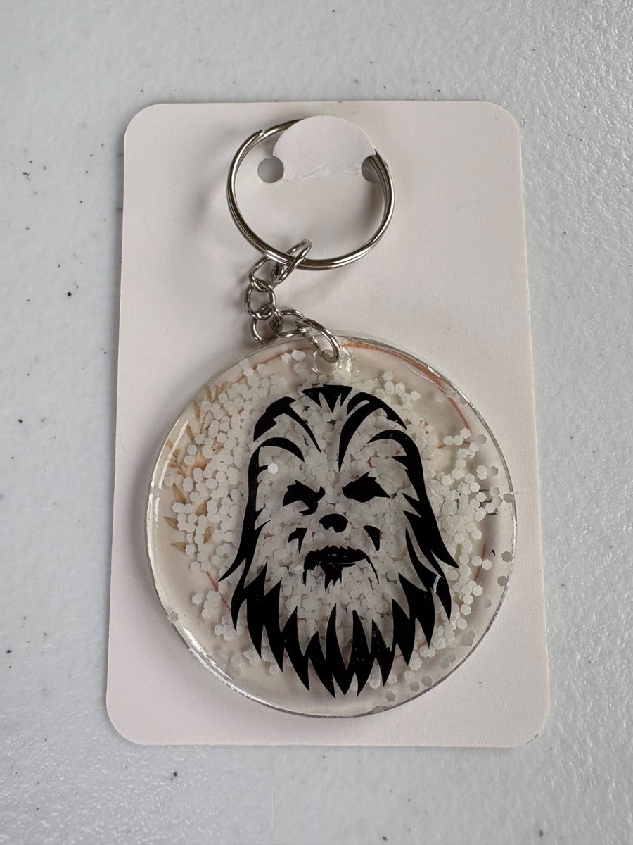 Space Warrior Inspired Glitter Keyring 5cm Resin Acrylic Keychain Sci-Fi Gift
