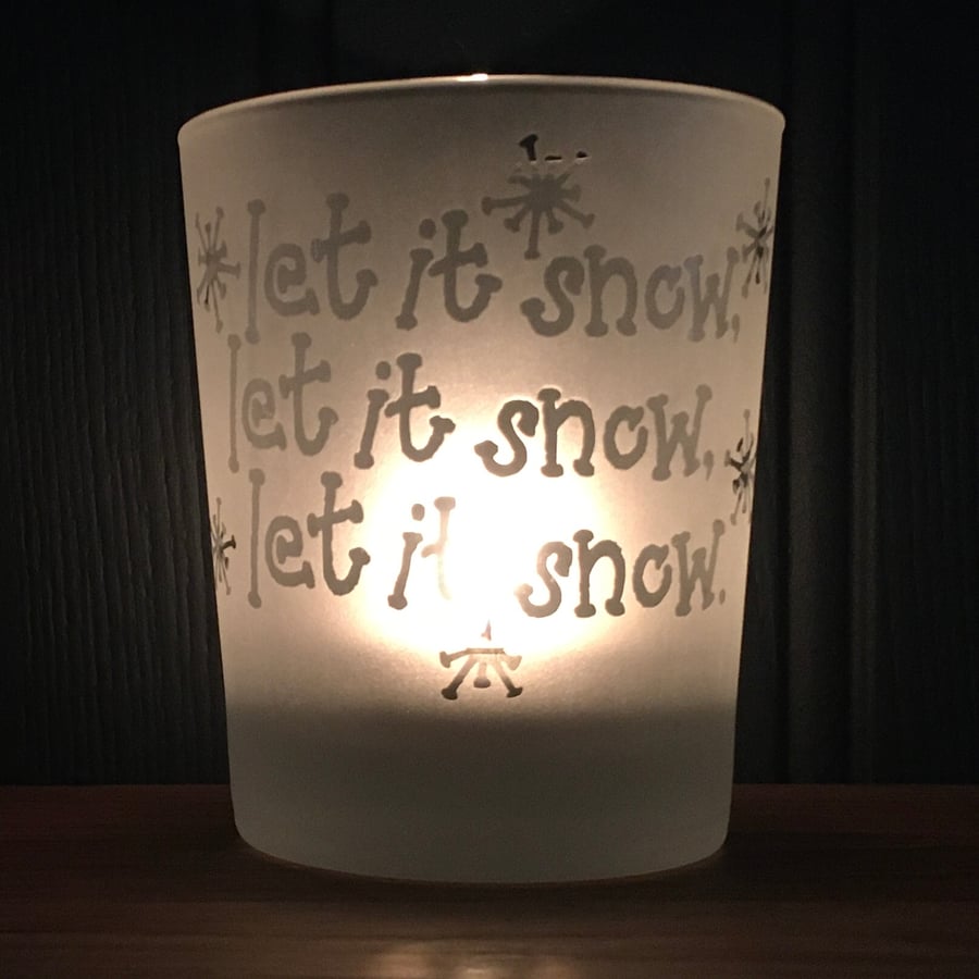 Christmas tealight holder 'Let it snow'