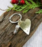 Keyring, Hammered Brass Heart with Engraved Message and Agate Gemstone - Image 4