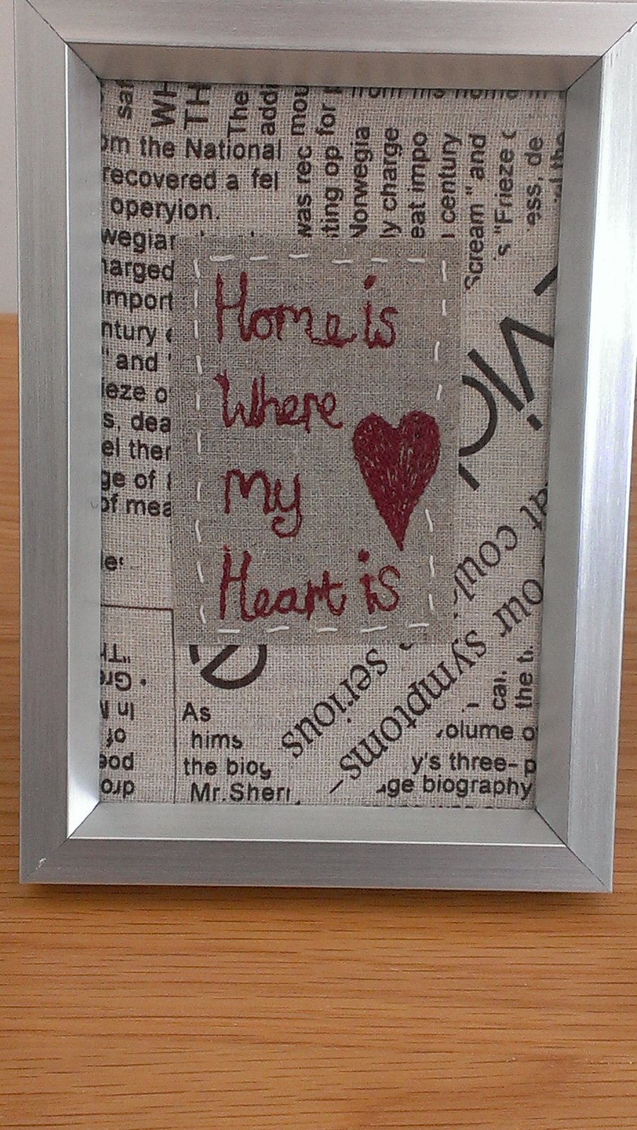 SALE Embroidered 'Home Is Where My Heart Is' Picture
