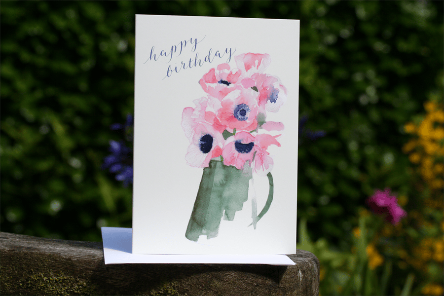 Pink Anemones birthday card