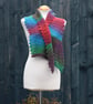 Knitted Eyelet Lace Scarf in multi-coloured gradient yarn - Image 2