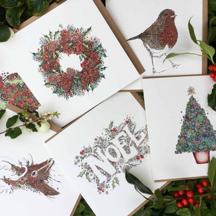 Christmas  mixed pack of 6 Traditional  cards 