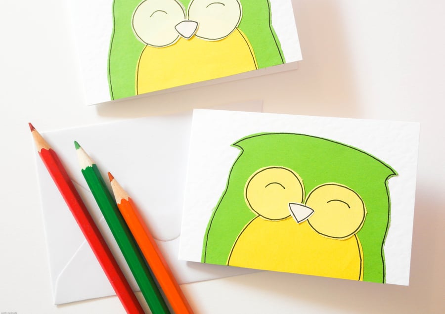 owl handmade birthday,owl card set, blank cards, greeting card , owl cards