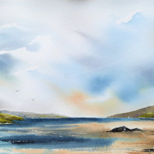 Low Tide, Original Watercolour Painting. 