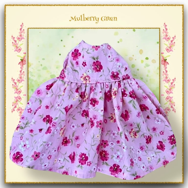 Pink Floral Dress with Round Neck