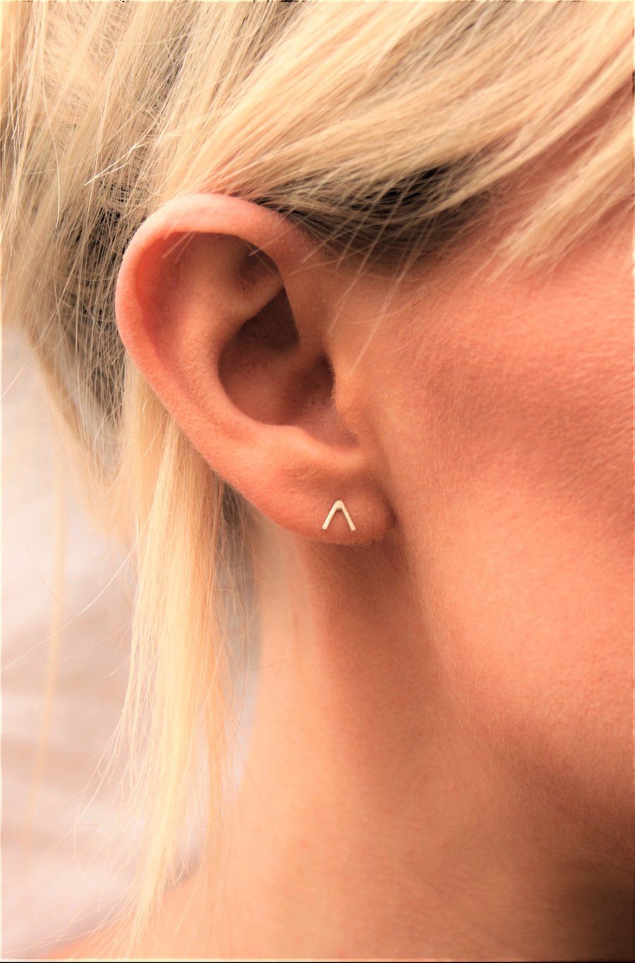 Arrow Head Stud Earrings, V Shape Sterling Silver Studs, Made in the UK