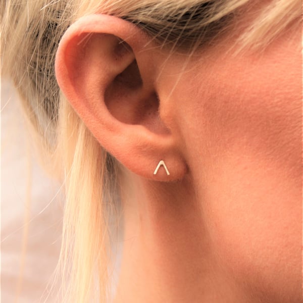 Arrow Head Stud Earrings, V Shape Sterling Silver Studs, Made in the UK