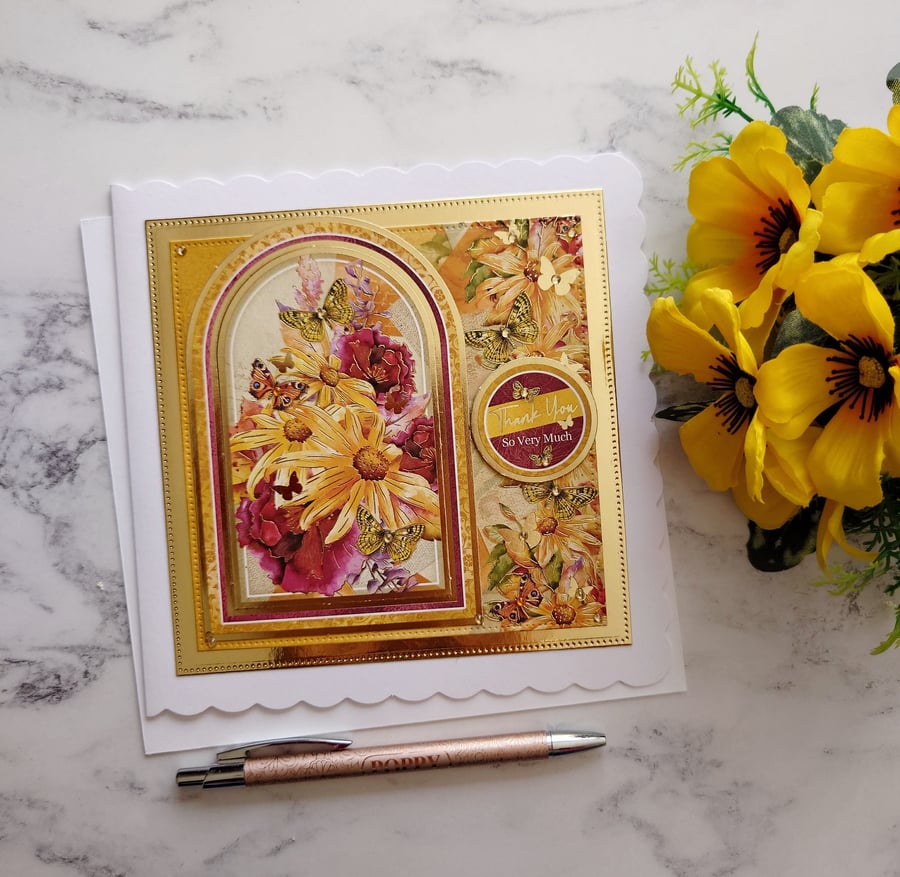 Autumn Thank You So Very Much 3D Luxury Handmade Card