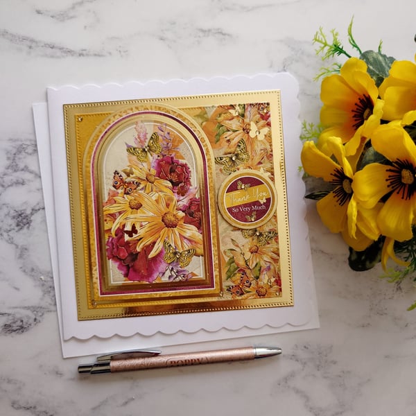 Autumn Thank You So Very Much 3D Luxury Handmade Card