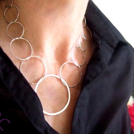Recycled Handmade Sterling Silver Hoop Necklace